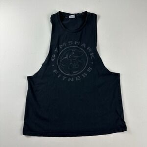 Gymshark Muscle Tank Top Shark Logo Gym Workout Mens Large Black Active Training